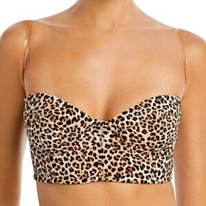 Norma Kamali Leopard Bonded Corset Bra Bikini Top Size XS Brown Black